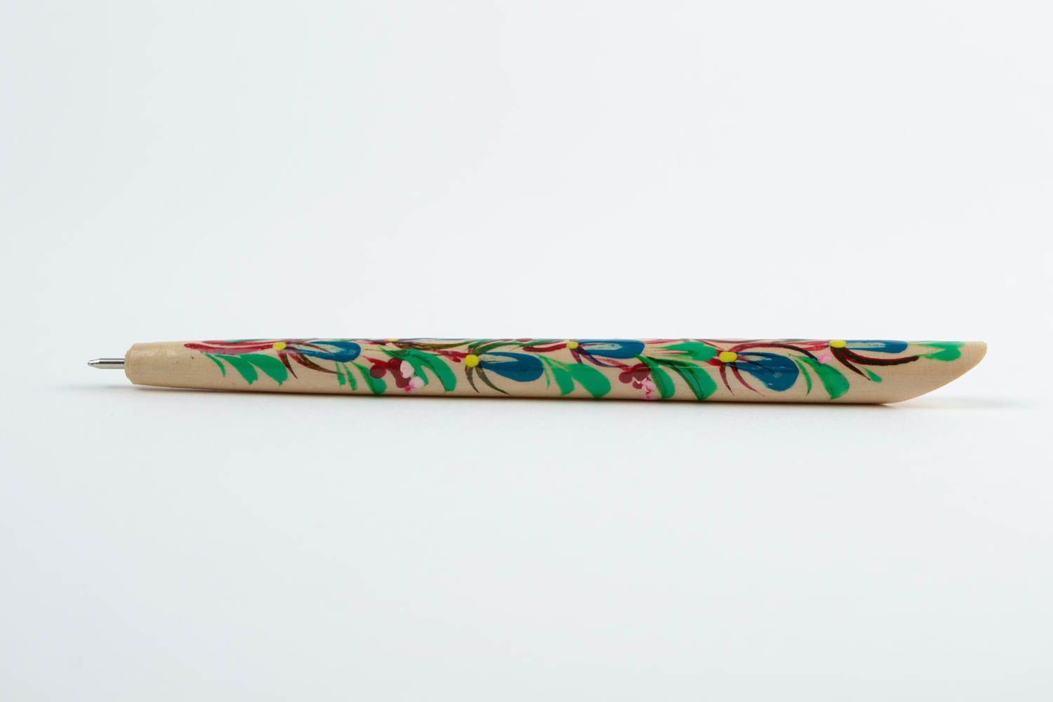 Ручка из дерева расписная длинная красивая с узорами Петриковка ручная работа  фото 4