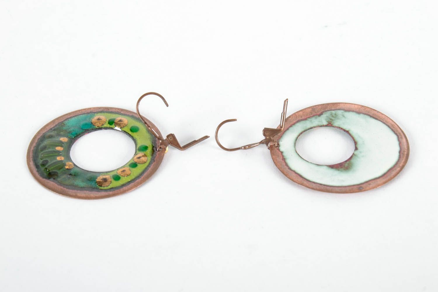 Round Earrings Made of Copper Bridge photo 2