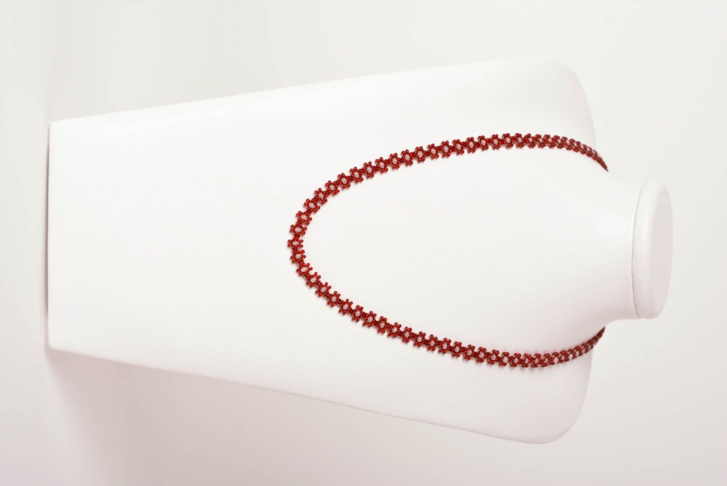 Украшение ручной работы украшение на шею красное изящное колье из бисера фото 2