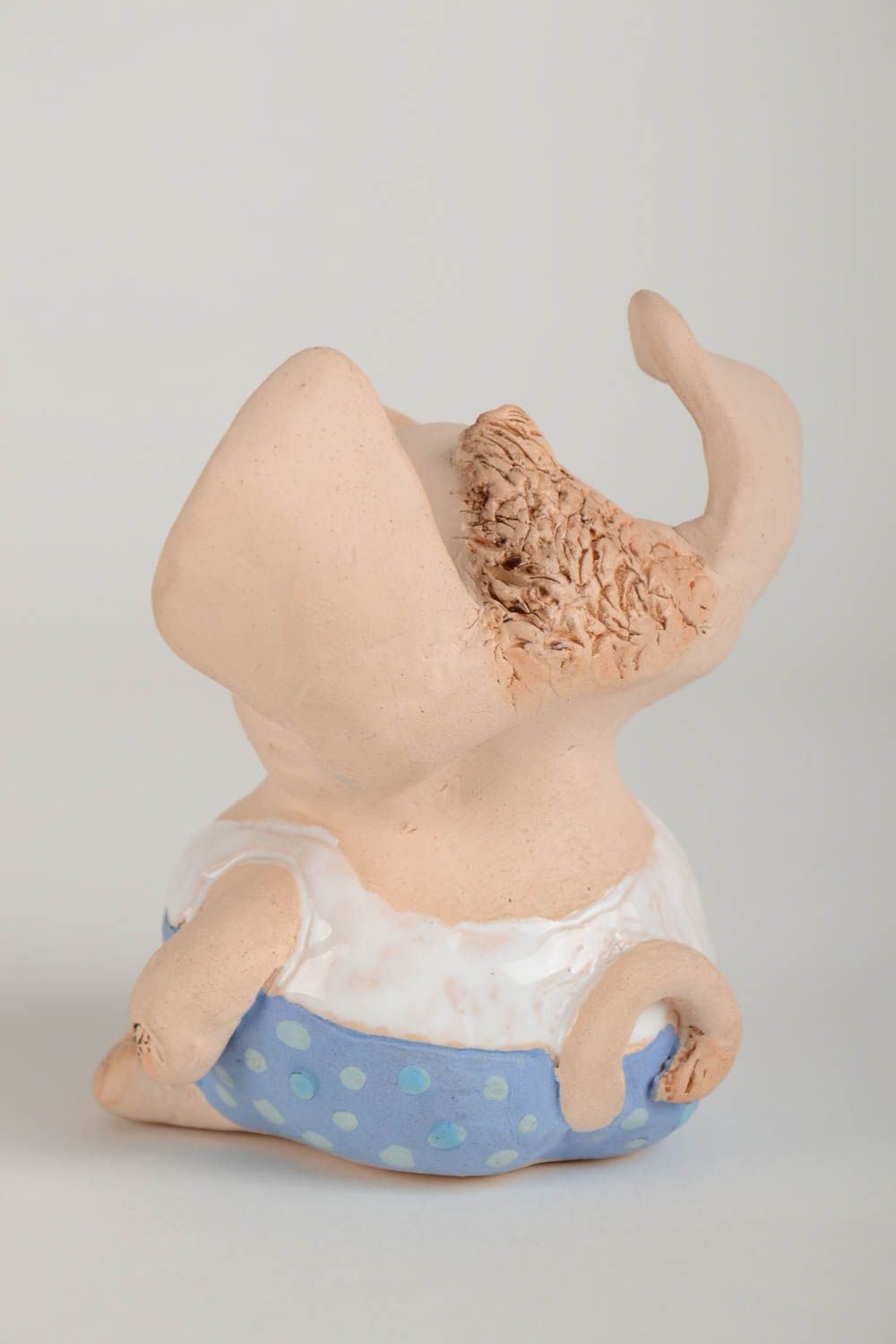 Figurine Cochon en terre cuite peinte de pigments petite originale faite main photo 4