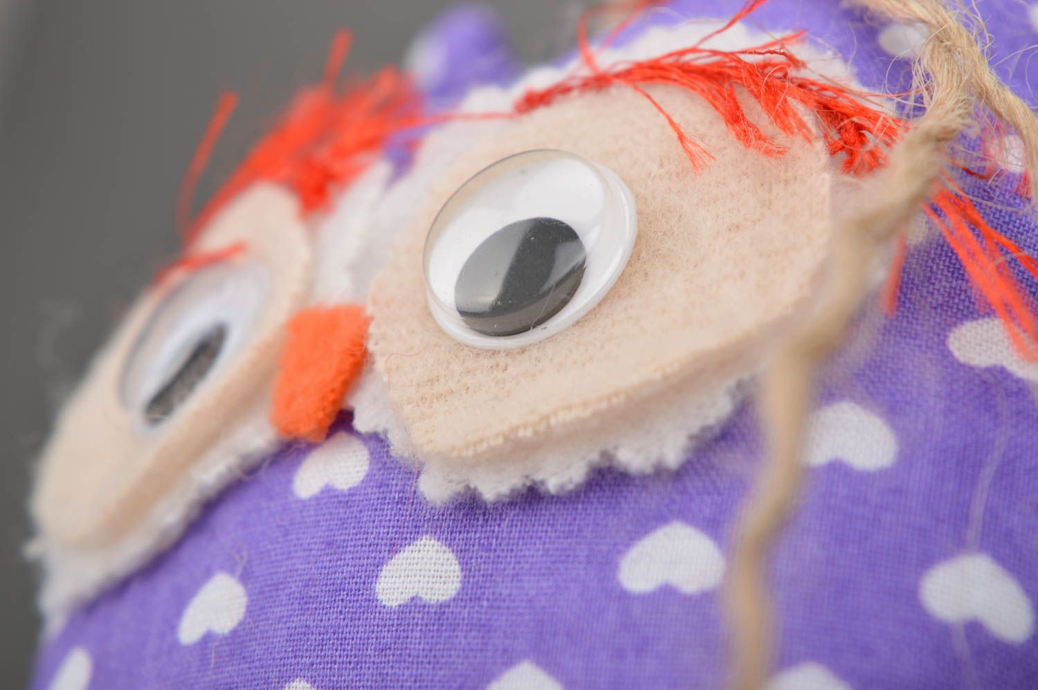 Jouet hibou Peluche faite main Déco maison avec coeurs coton pour enfant photo 3