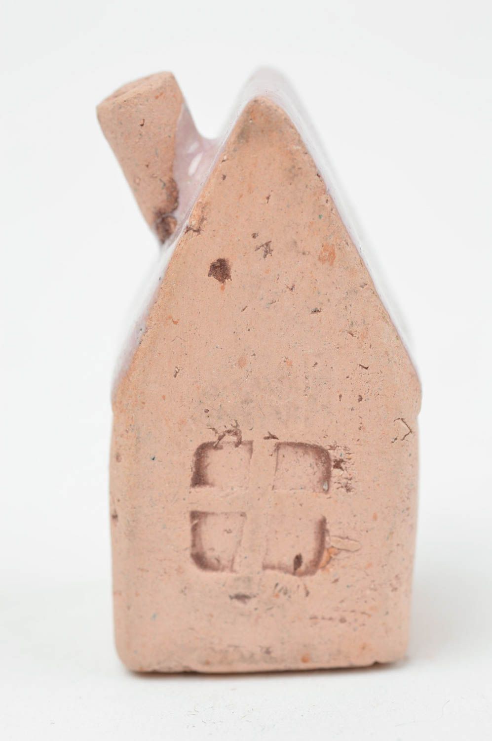Maisonnette en argile faite main souvenir avec toit rose cadeau original photo 2