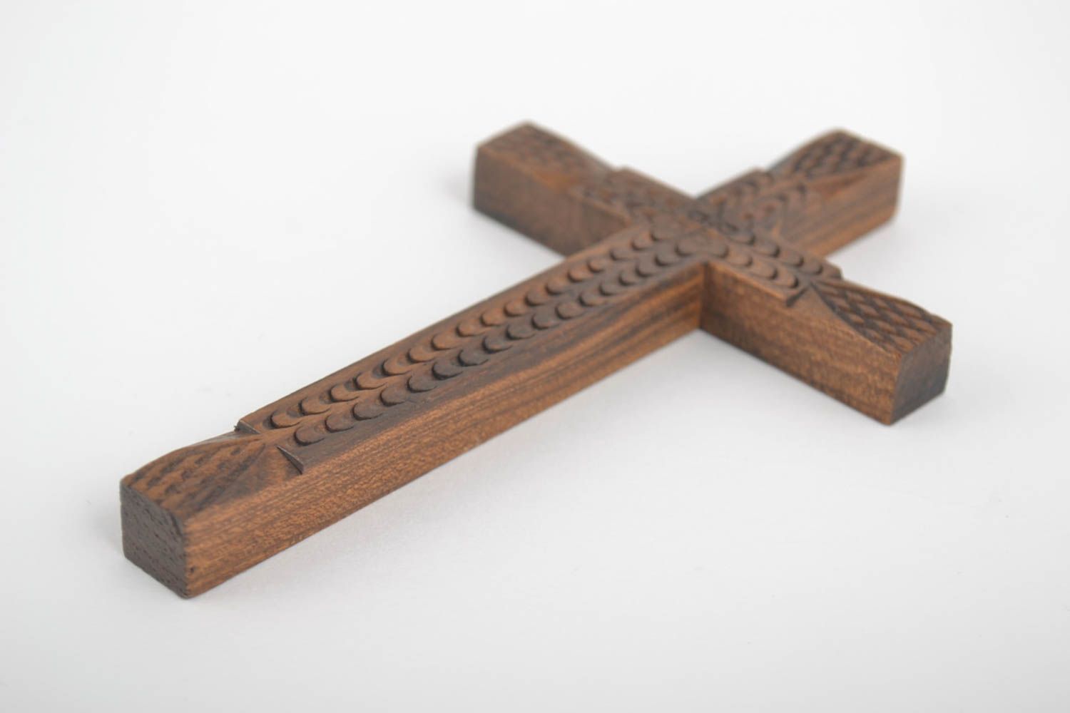 Croix en bois fait main Objet religieux Déco maison chrétienne grande tilleul photo 4