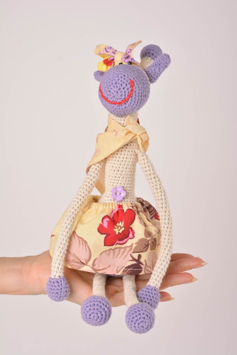 Peluche vache faite main Jouet enfant Cadeau original tricot crochet coton photo 5