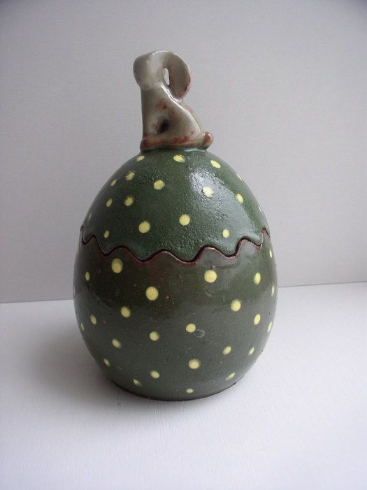 Dulcera de cerámica pintada Huevo de Pascua  foto 1