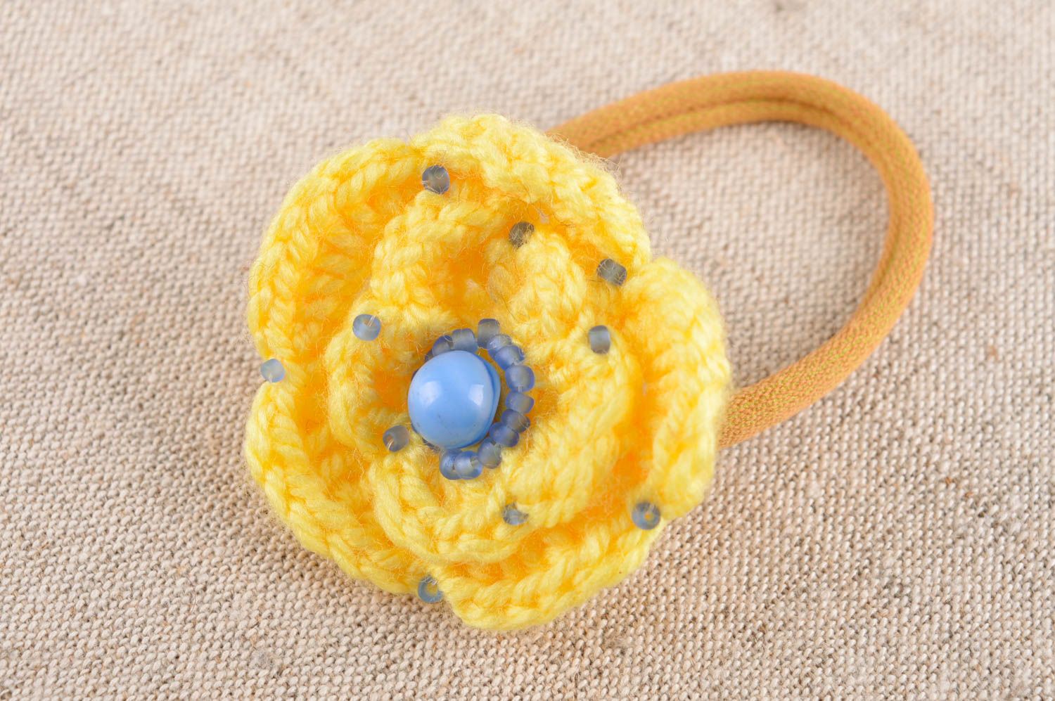 Handmade crocheted scrunchy hair accessories flower barrette present for girl photo 1
