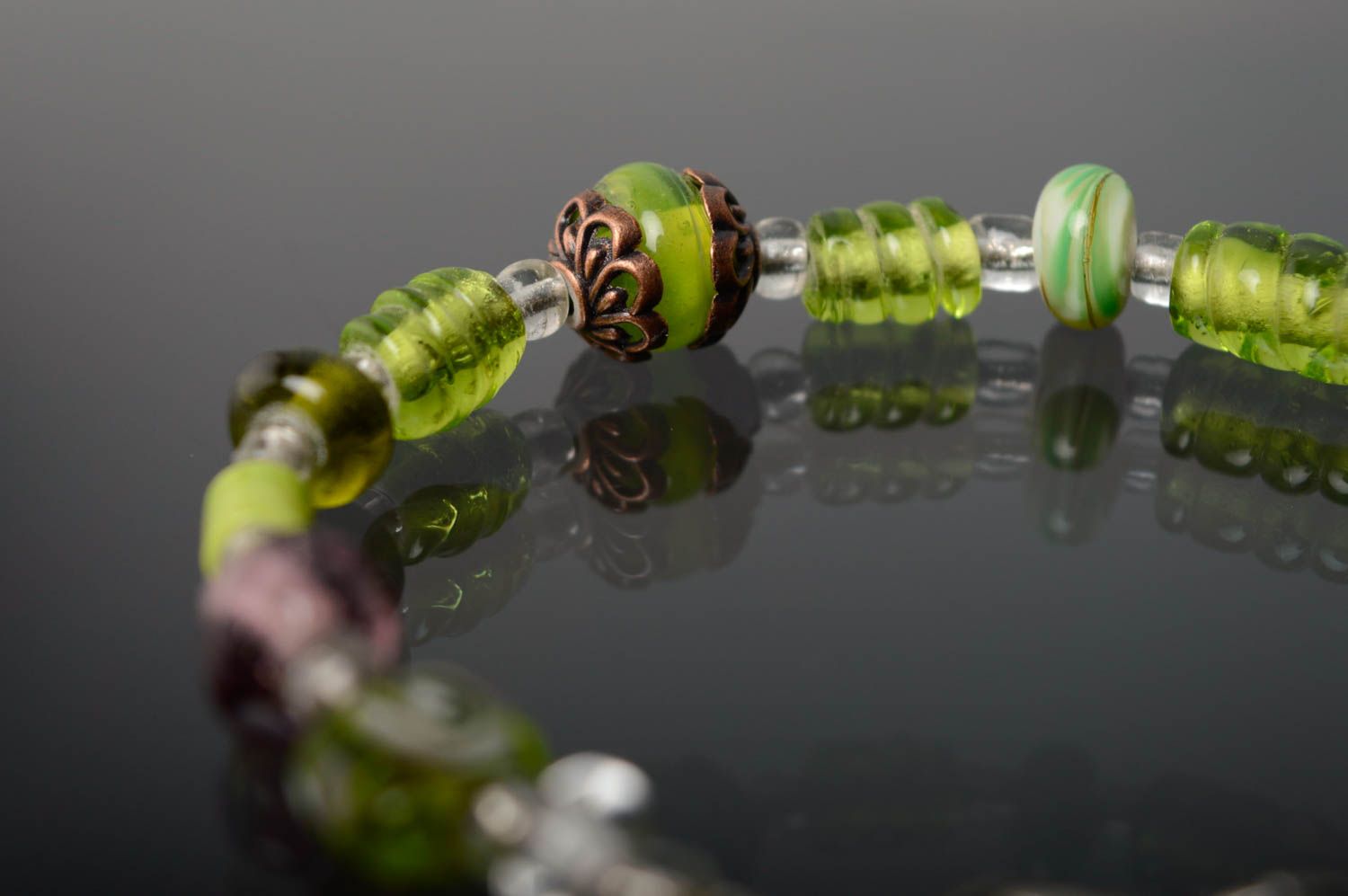 Bracelet with lampwork glass beads photo 4