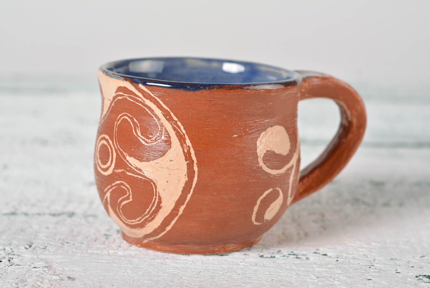 Красивая чайная чашка ручной работы посуда для чая глиняная чашка необычная фото 1