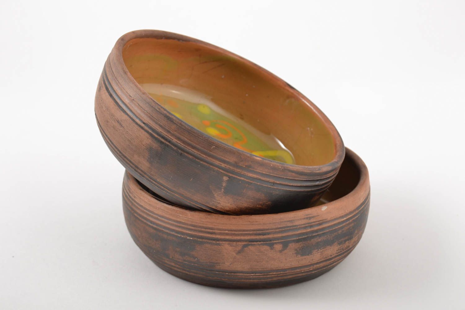 Schüssel aus Ton bemalte Schüssel Keramik handmade Schüssel Set 2 Stück foto 3