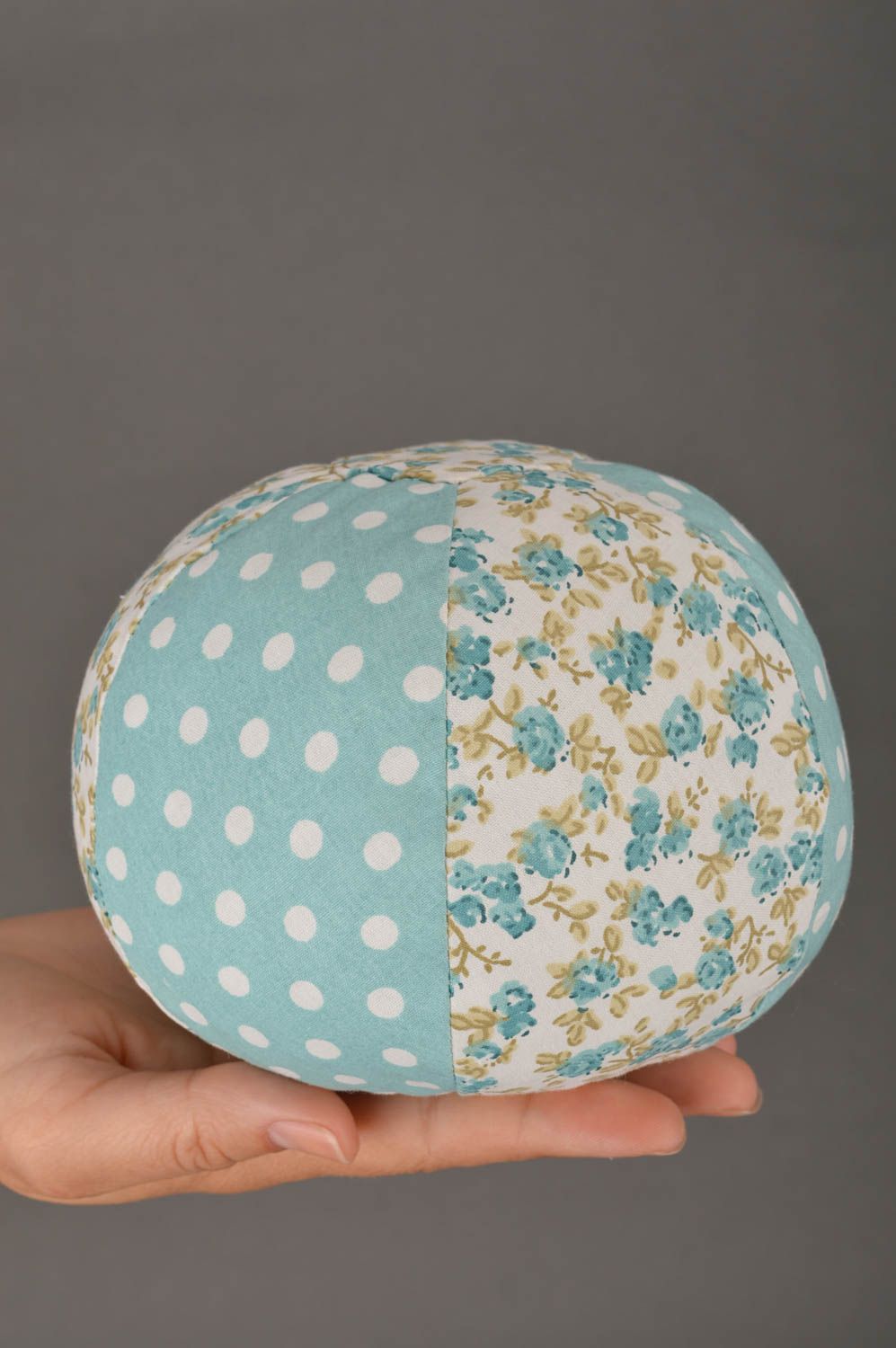 Blue soft handmade fabric toy ball for children handmade nursery decor ideas photo 3