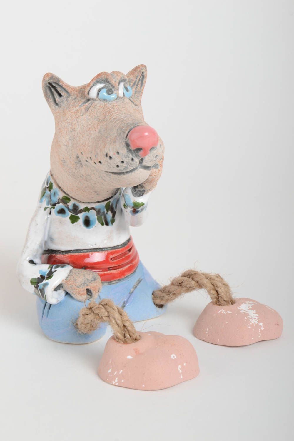 Kinder Spardose handgemachte Keramik Geschenk für Kinder Ton Deko bunt Wolf foto 2