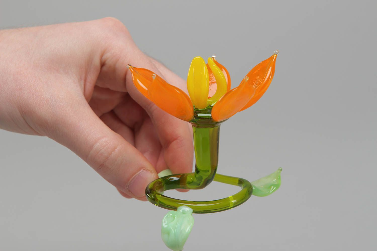 Petite figurine en verre au chalumeau Fleur faite main cadeau décoration photo 4