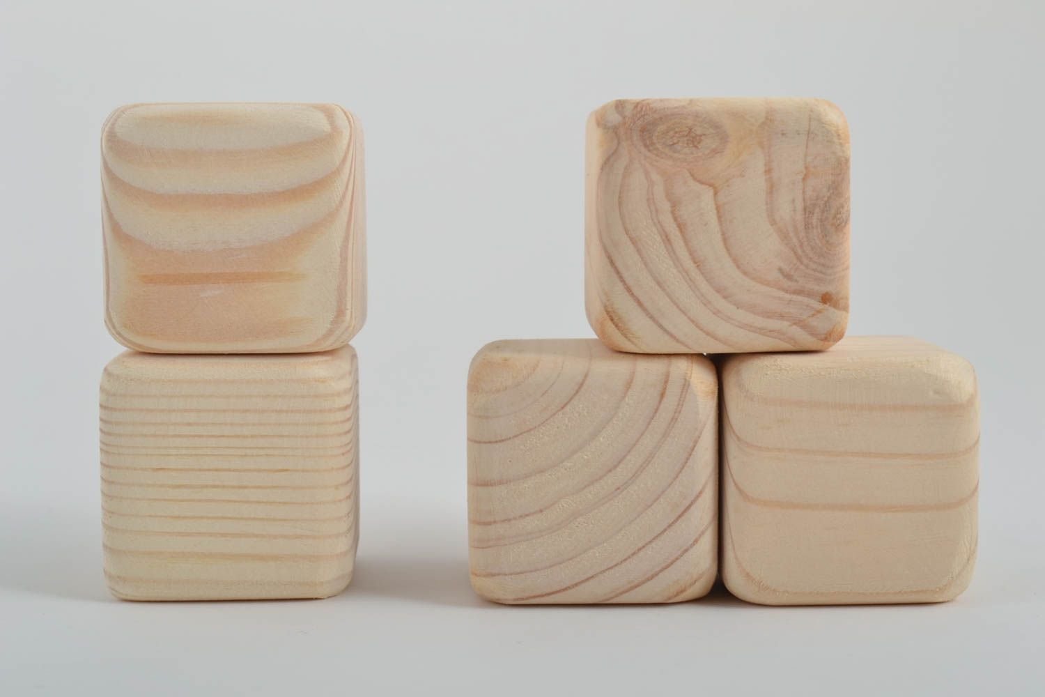 Set of 5 handmade wooden cubes blanks for creativity educational toys for kids photo 4