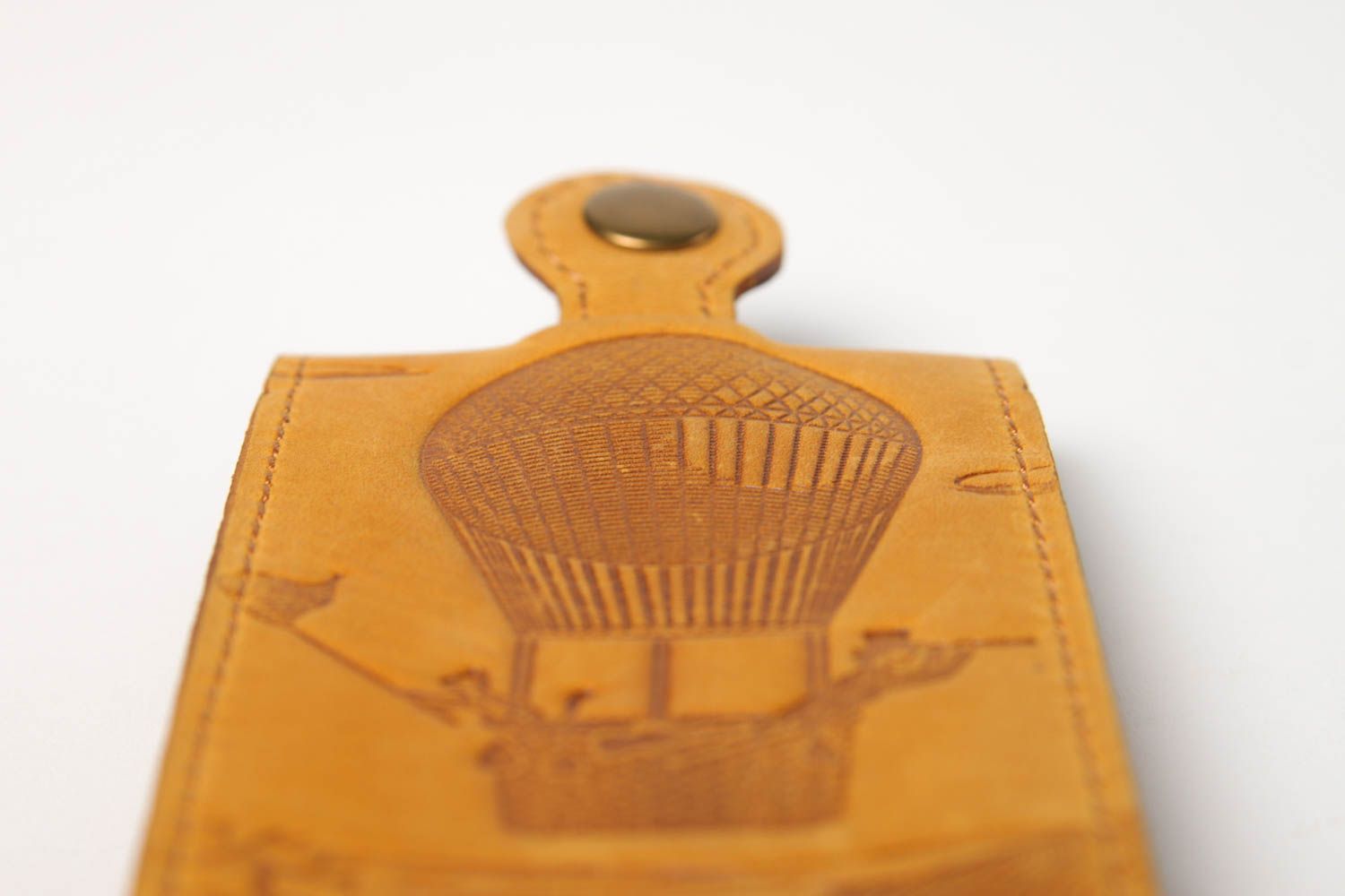 Yellow handmade leather key case leather goods unusual key holder gift ideas photo 5