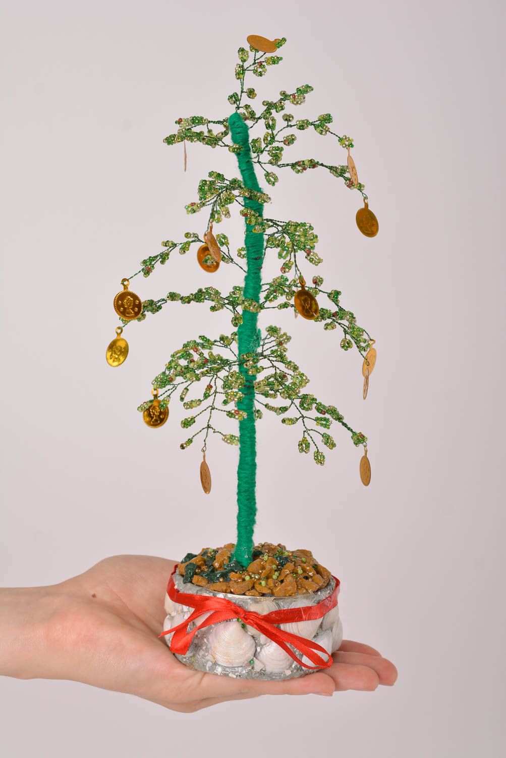 Árbol de abalorios hecho a mano decoración de escritorio regalo creativo  foto 3