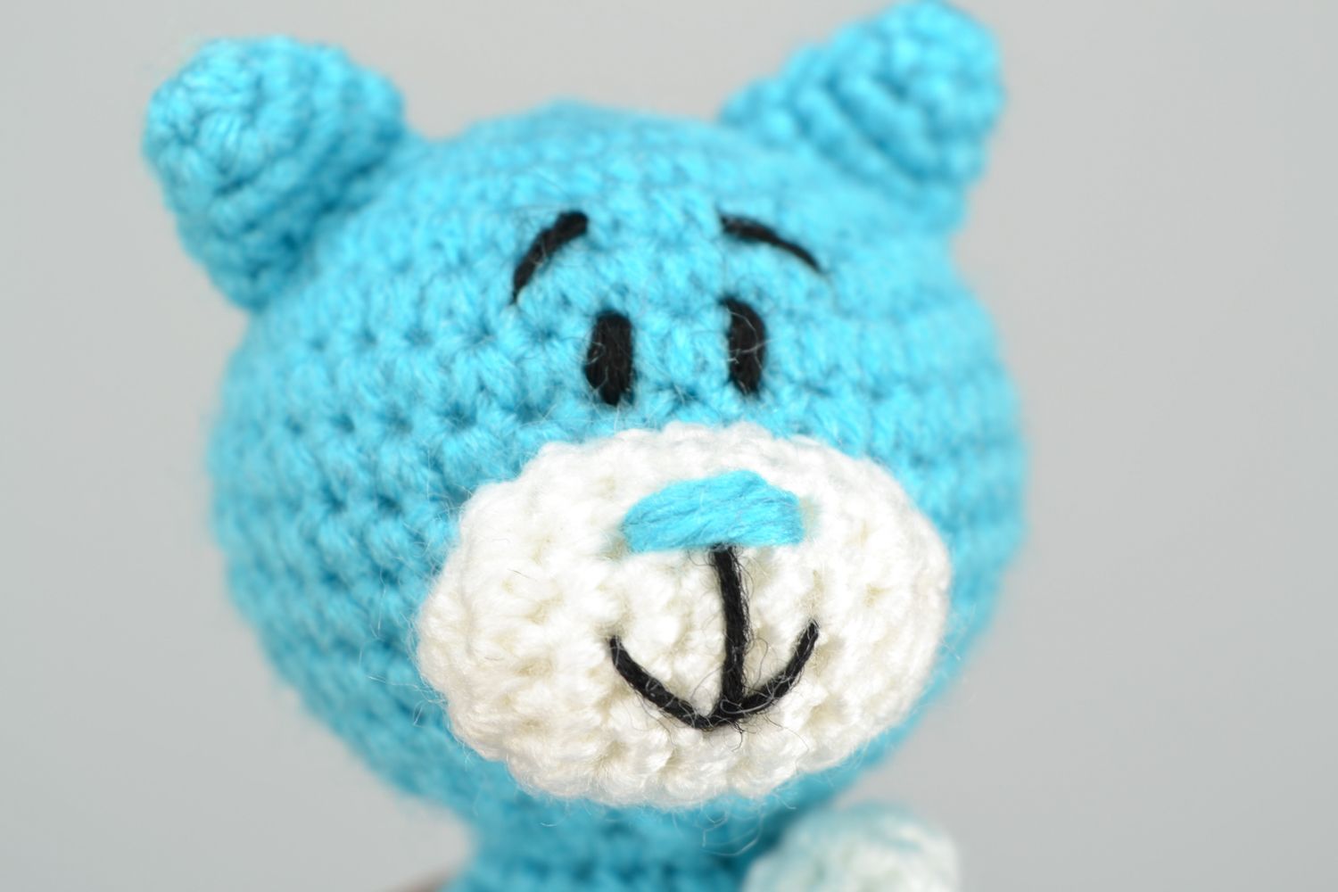 Handmade soft crochet toy Blue Cat photo 3