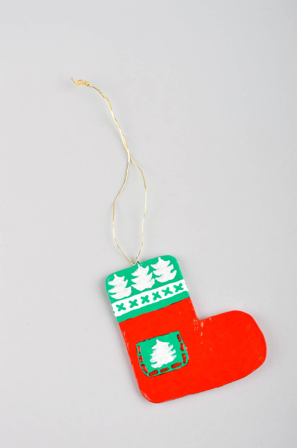 Игрушка на елку handmade декор для дома игрушка из полимерной глины Сапожок  фото 1
