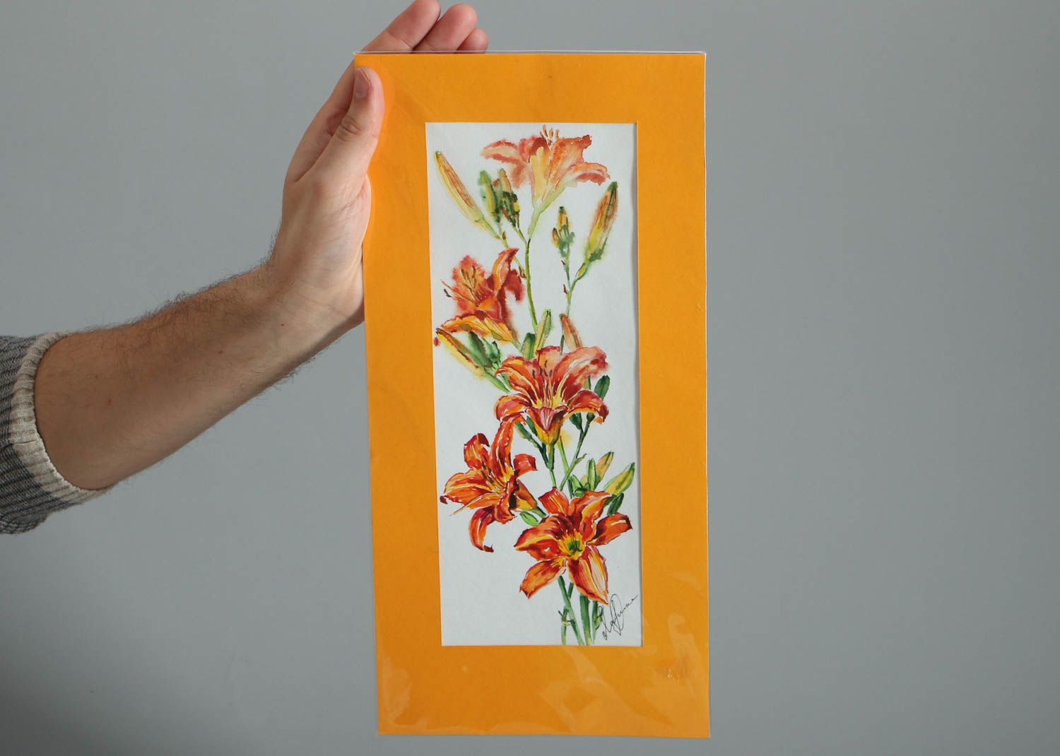 Homemade watercolor painting Lilies photo 4
