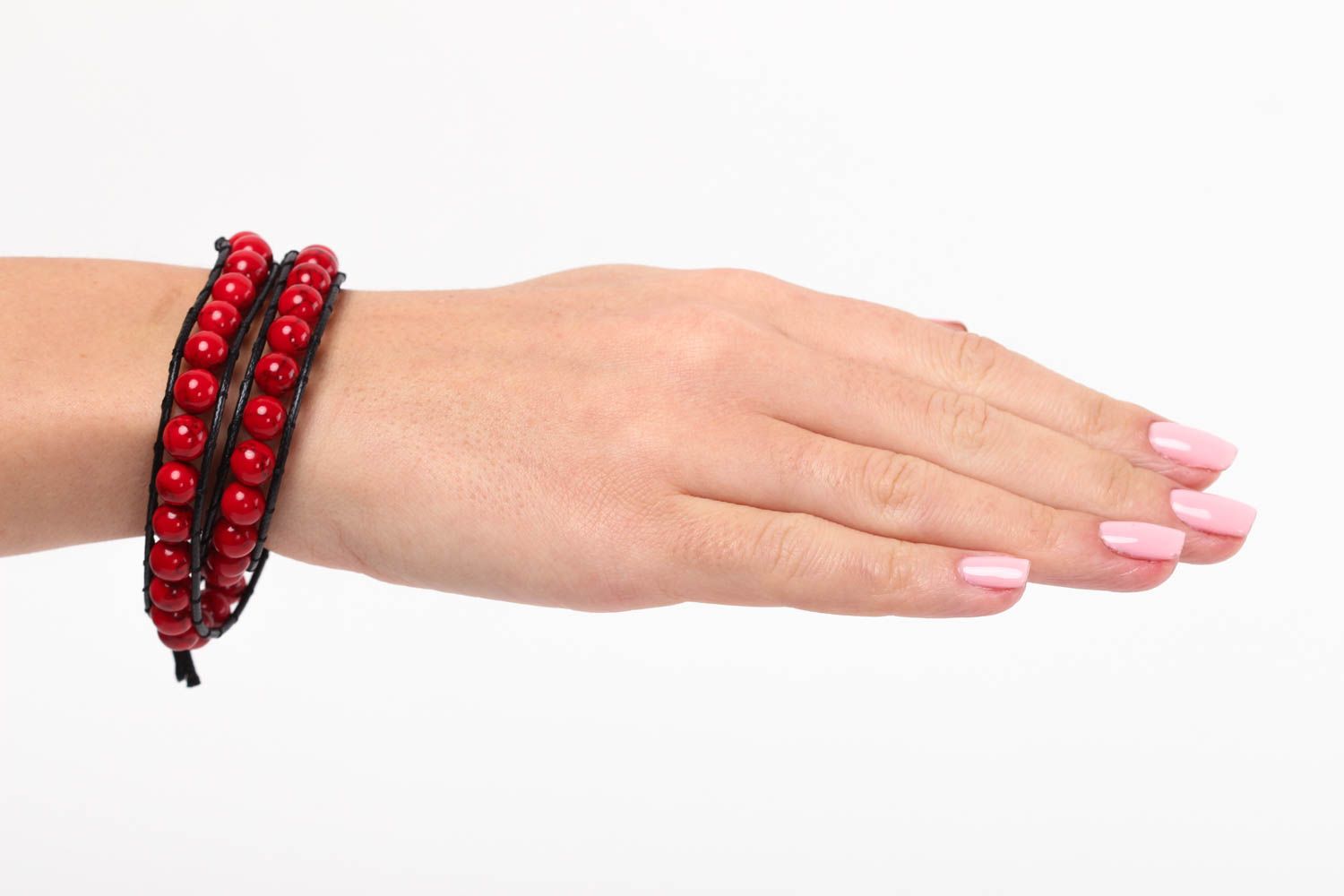 Bracelet corail naturel Bijou fait main rouge Accessoire mode Cadeau femme photo 5