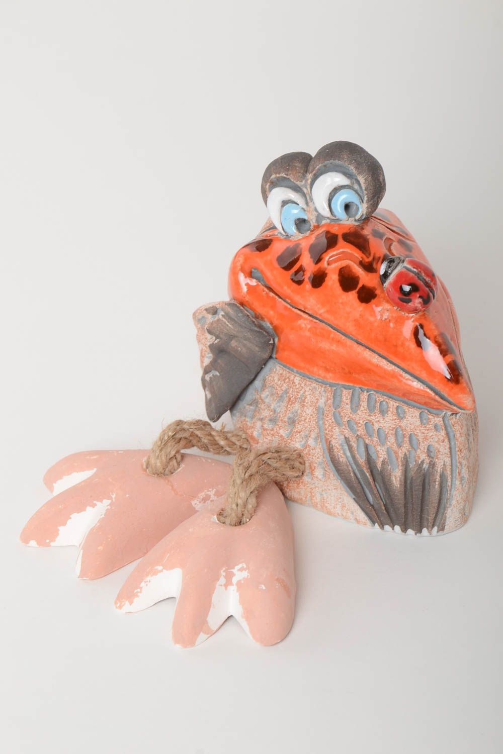 Tirelire enfant faite main Figurine animal en argile Cadeau original Oiseau photo 2