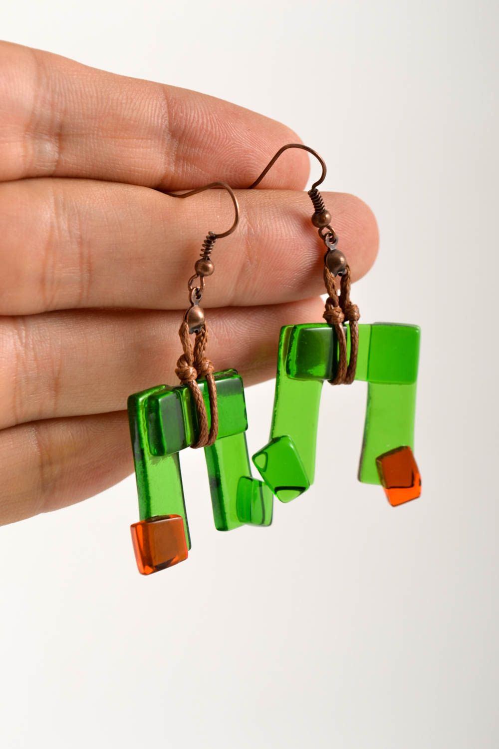 Handmade glass earrings glass bijouterie handmade accessory present for women photo 5