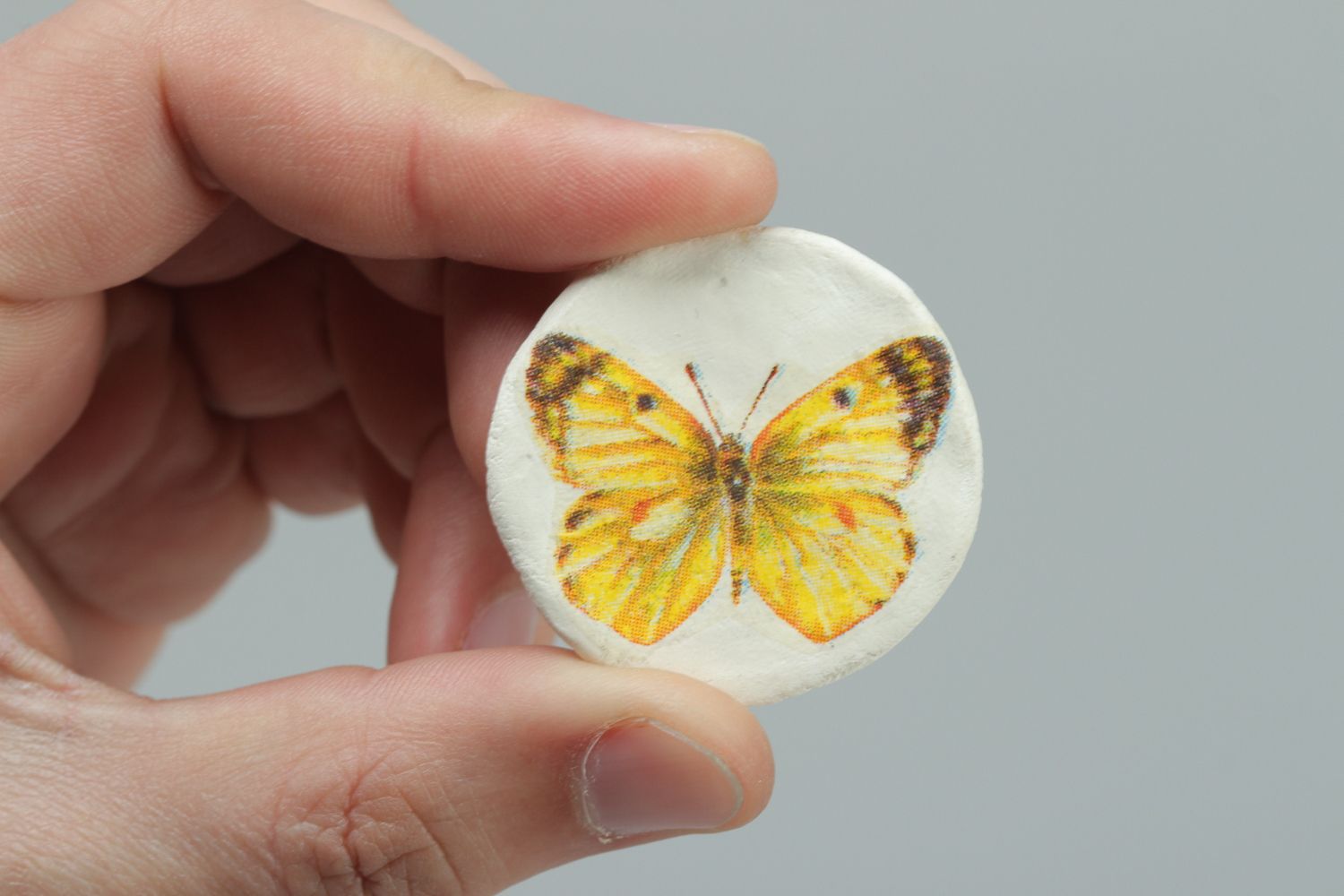 Handmade plastic fridge magnet Butterfly photo 3