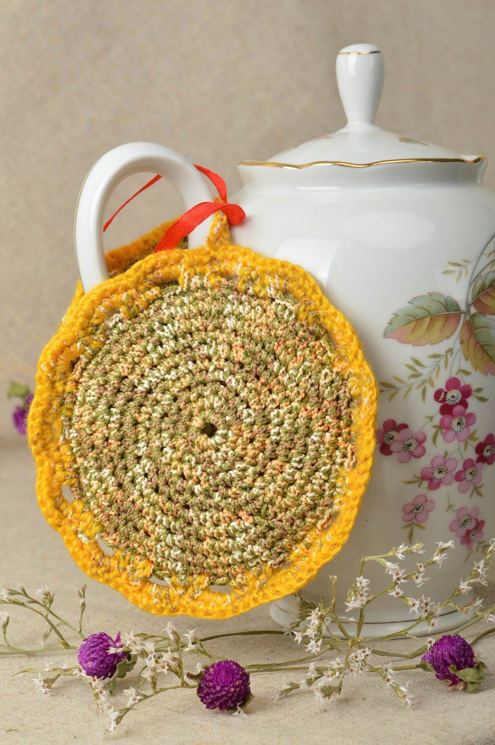 Stylish handmade pot holder crochet potholder kitchen supplies home textiles photo 1