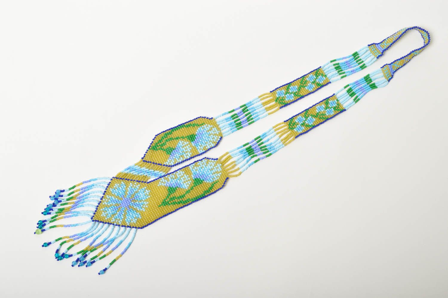 Колье из бисера украшение ручной работы гердан из бисера разноцветный необычный фото 4