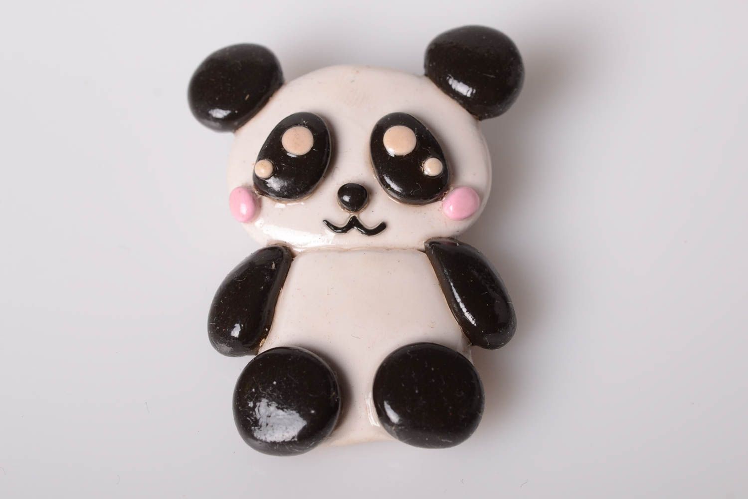 Broche panda faite main Accessoire femme Petit cadeau pâte polymère design photo 1