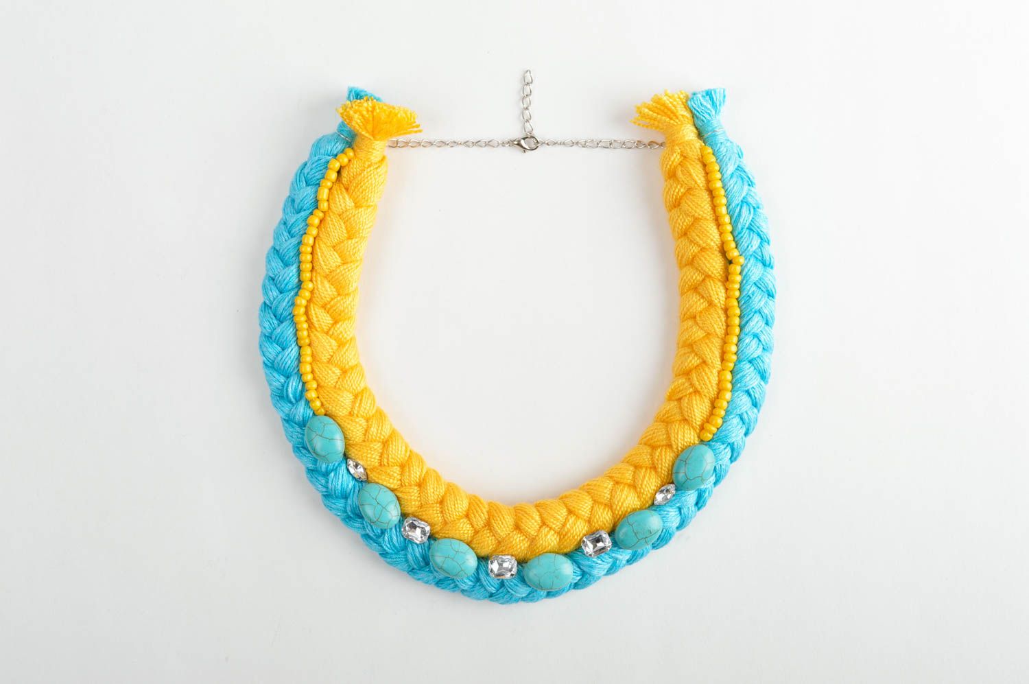 Unusual handmade necklace design braided thread necklace neck accessories photo 2