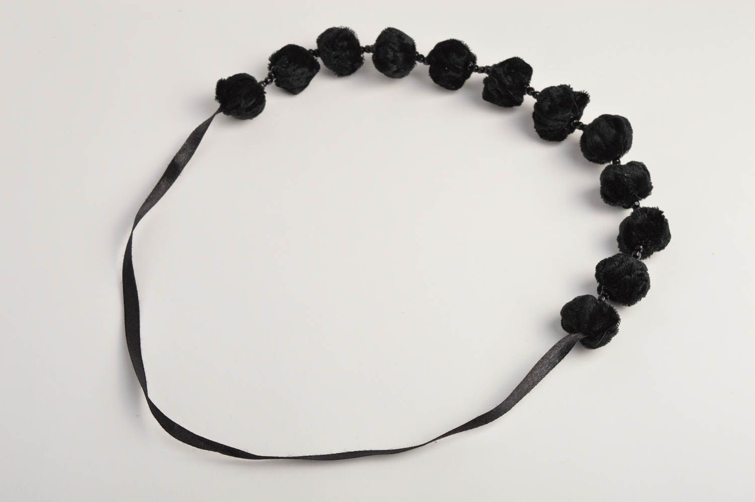 Modeschmuck Halskette handmade Damen Collier Accessoires für Frau schwarz Stoff foto 5