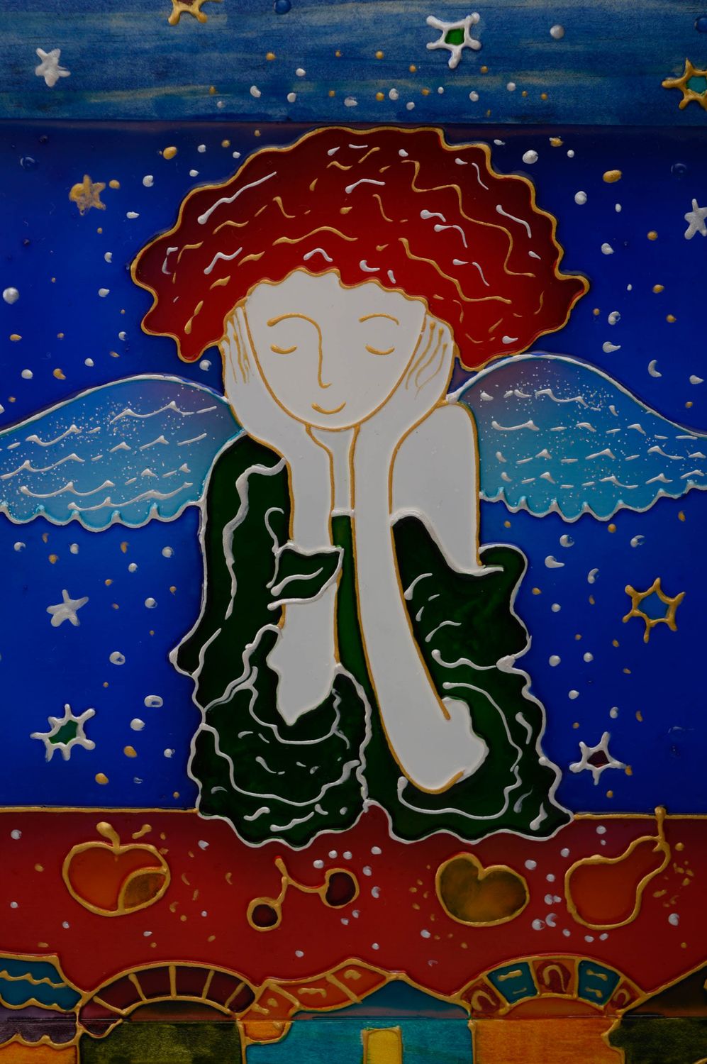 Handmade stained glass wall panel Dreamy Angel photo 2