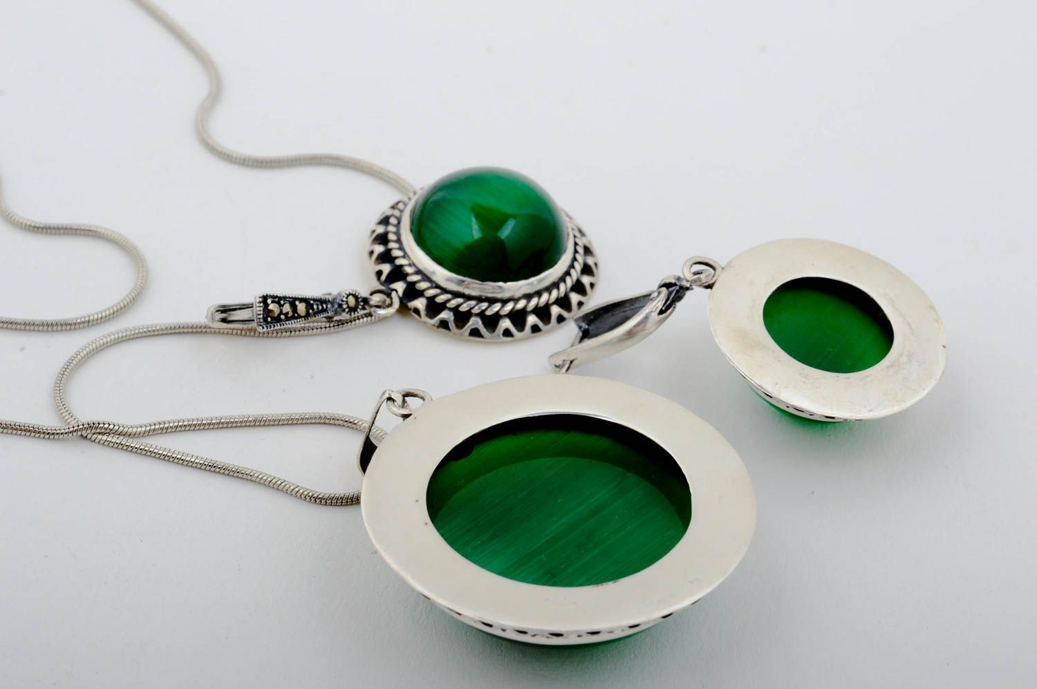 Handmade jewelry set beaded earrings gemstone pendant silver jewelry designs photo 4