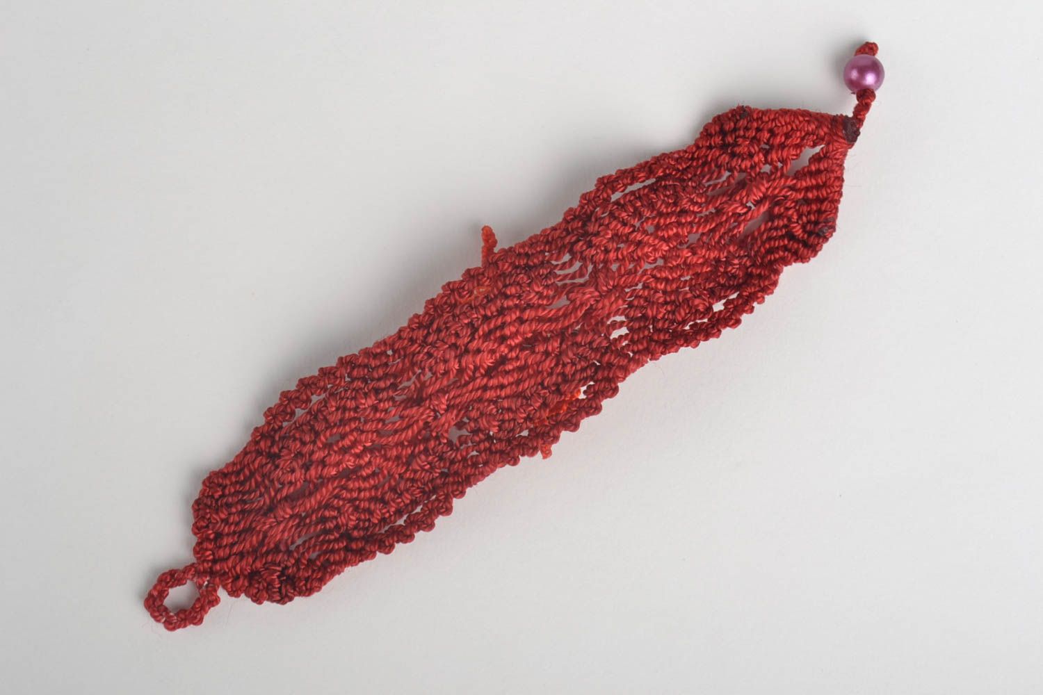 Broche rouge fait main Bijou fantaisie Bracelet textile ensemble cadeau photo 2
