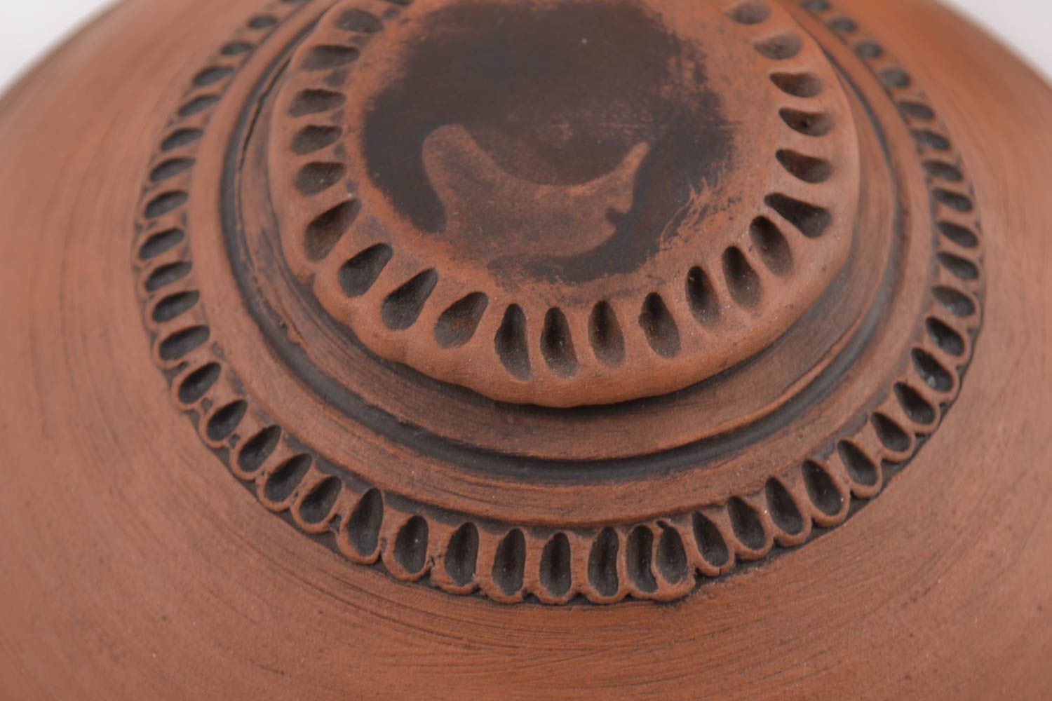Pote de arcilla con tapa grande artesanal marrón 3.5 ml foto 4