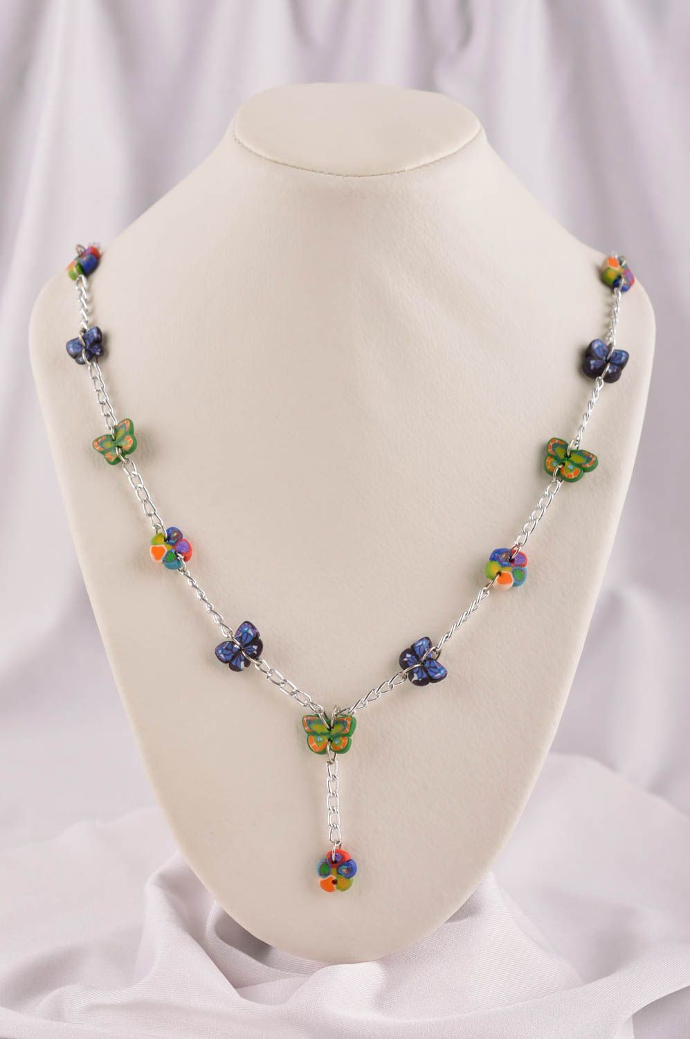 Handmade Polymer Ton Damen Collier Modeschmuck Halskette Accessoire für Frauen foto 1