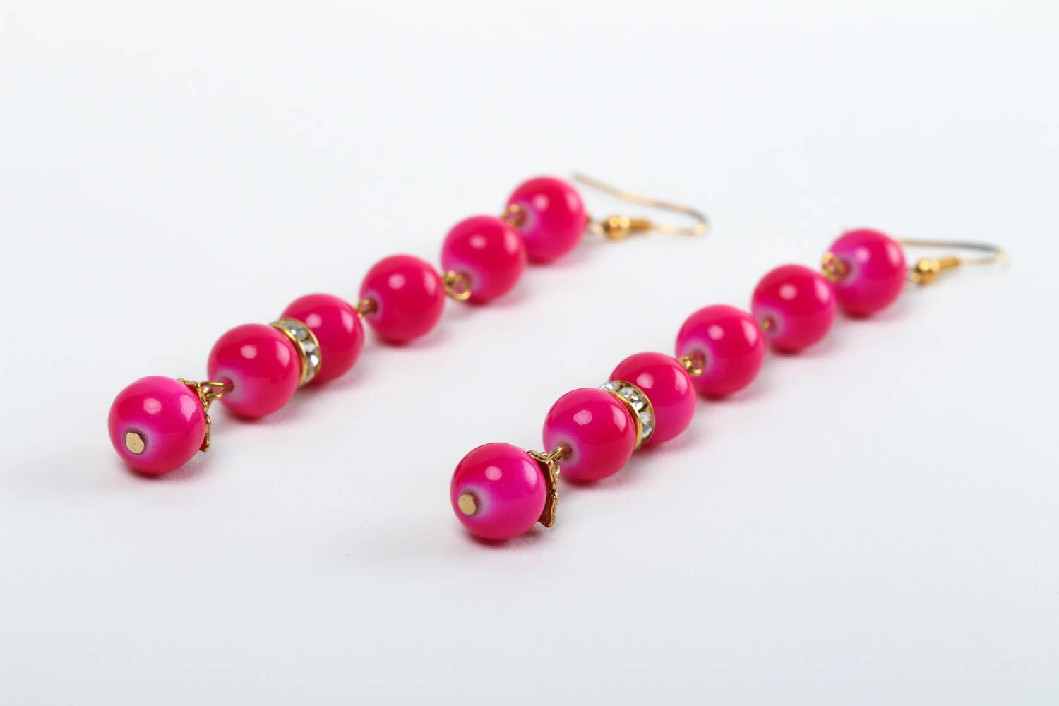 Серьги ручной работы украшение из бусин розовые длинные сережки красивые фото 3