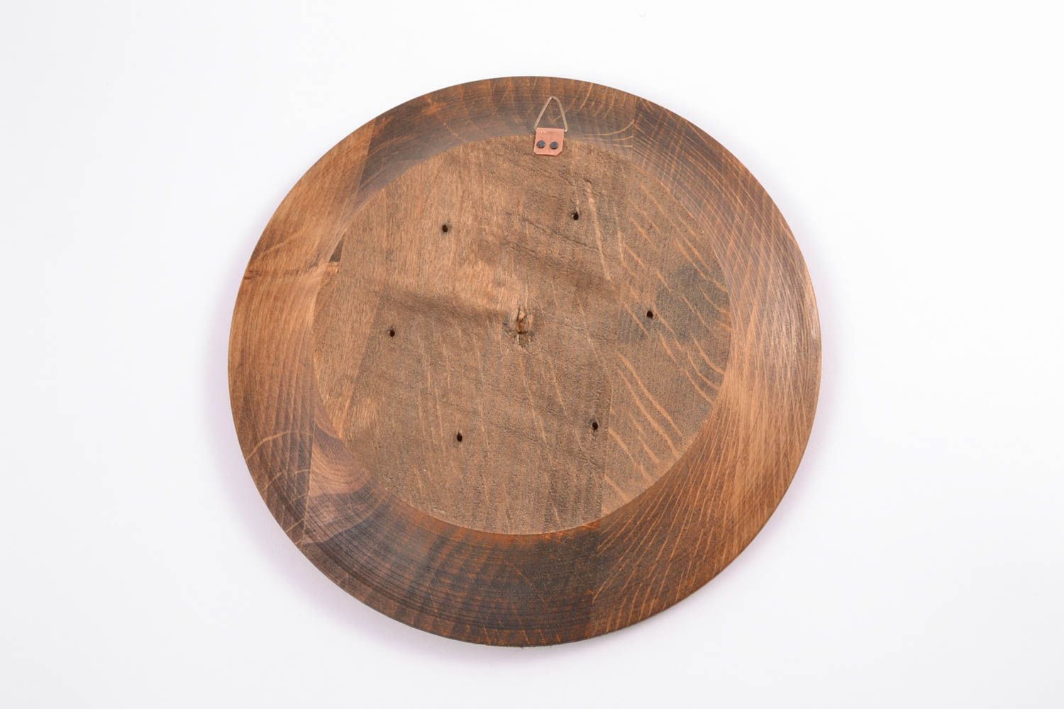 Carved wooden plate inlaid with metal inserts photo 4