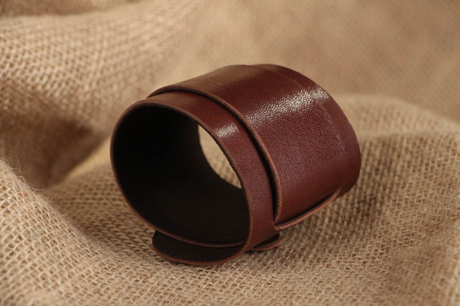 Bracelet en vrai cuir brun fait main photo 5