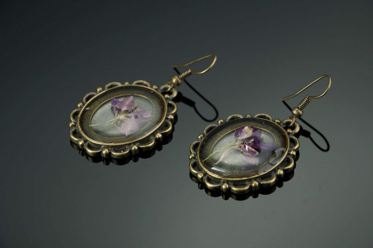 Earrings with delphiniums photo 3