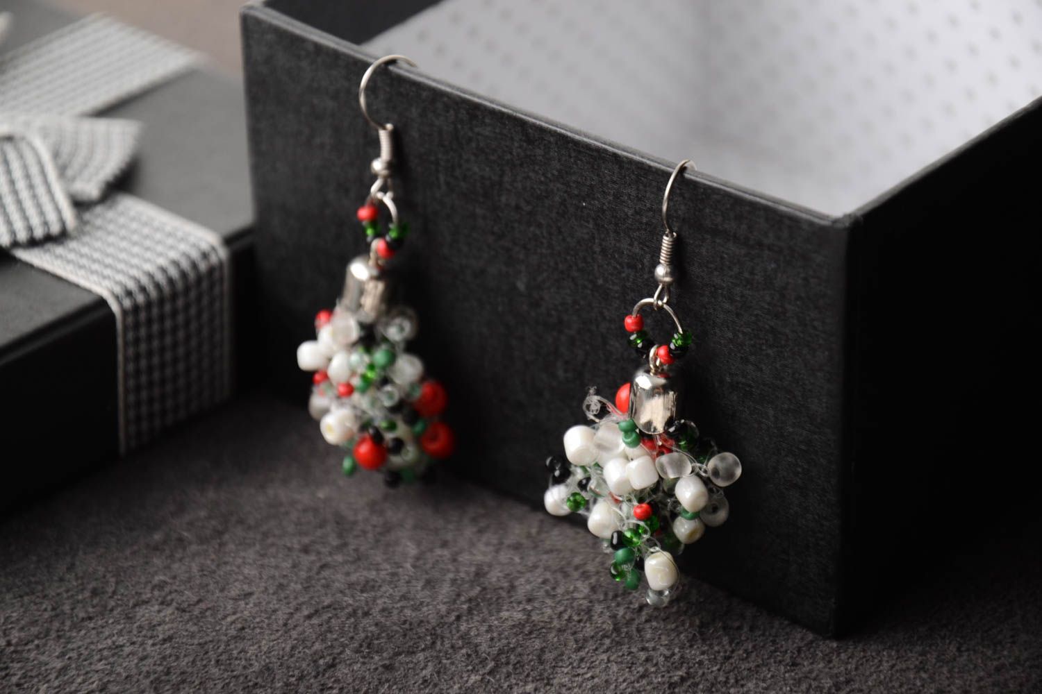 Handmade designer beaded earrings unusual trendy jewelry dangling earrings photo 5