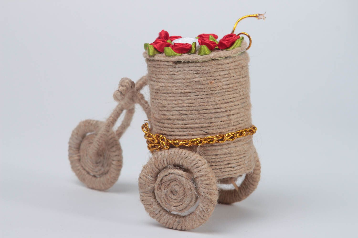 Вязаная корзинка ручной работы корзина крючком декор для дома Велосипед фото 4