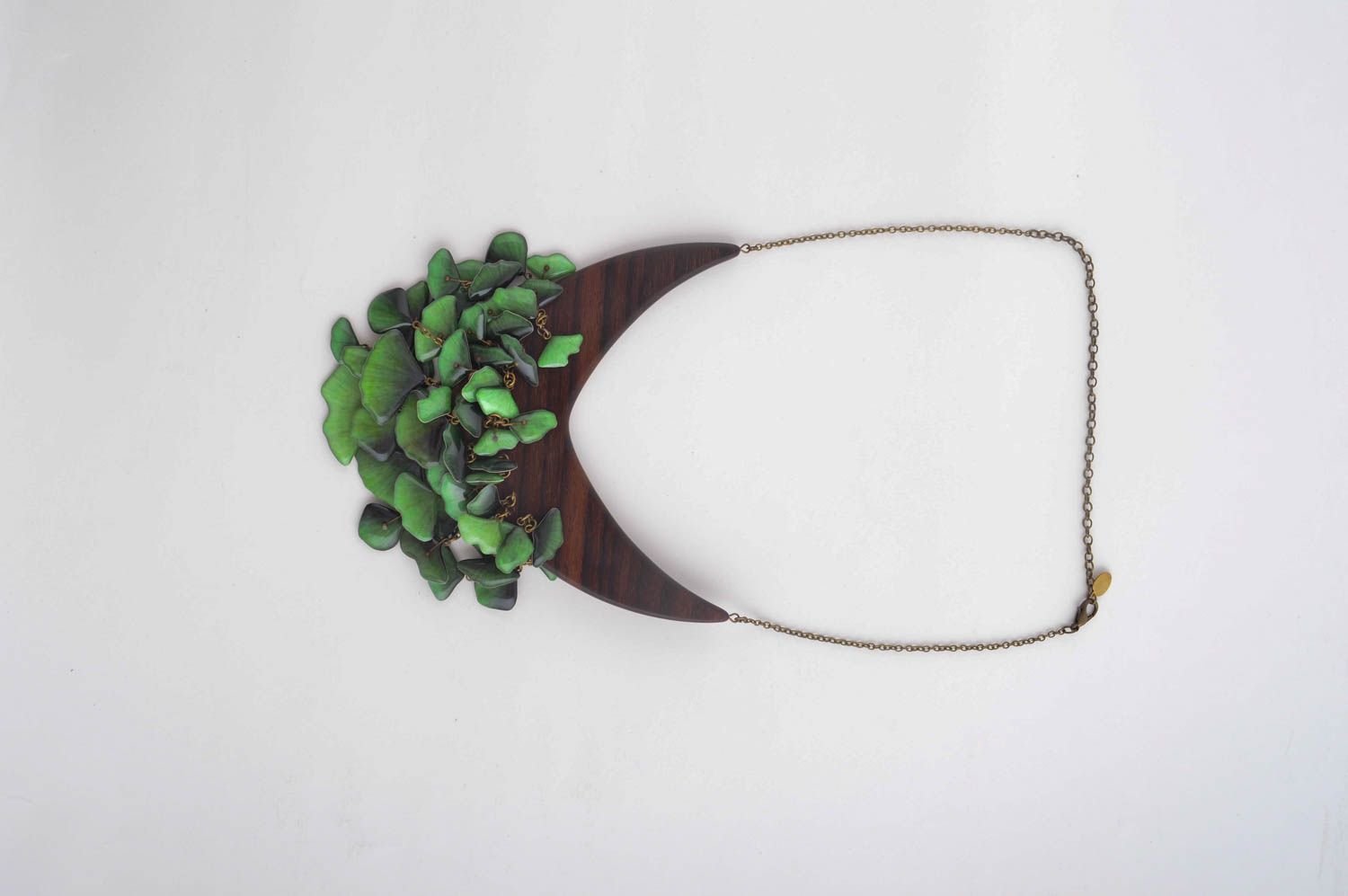 Collana di legno naturale fatta a mano originale di moda bigiotteria da donna
 foto 5