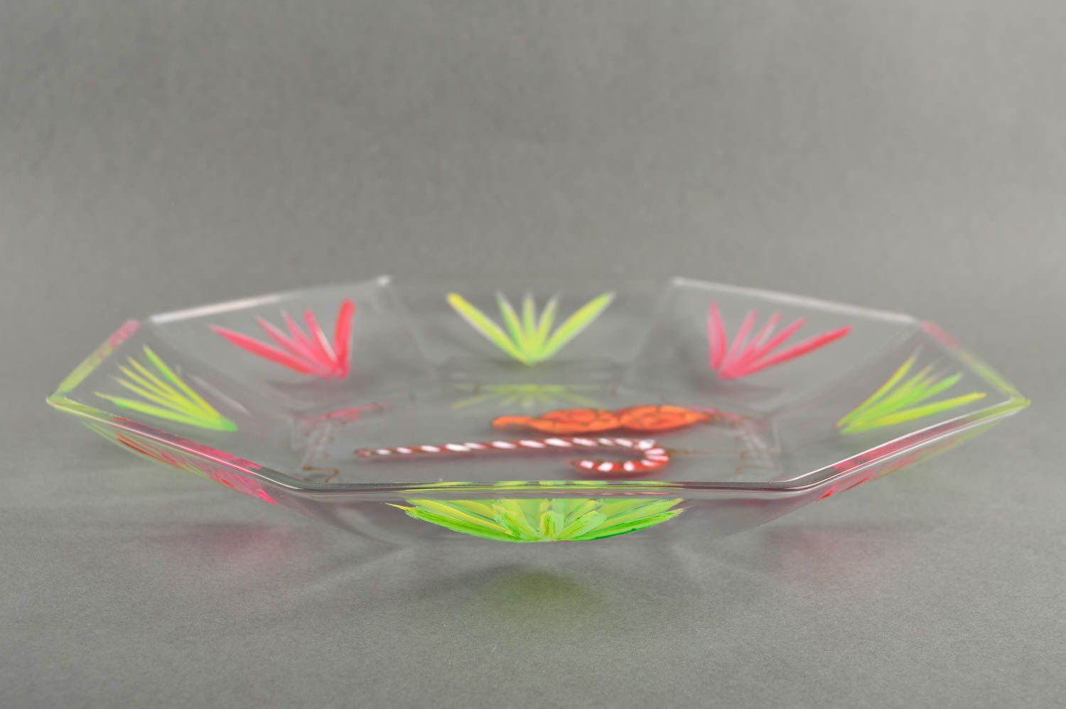 Handmade glass plate glass dish glass tableware Christmas decorative ideas photo 3