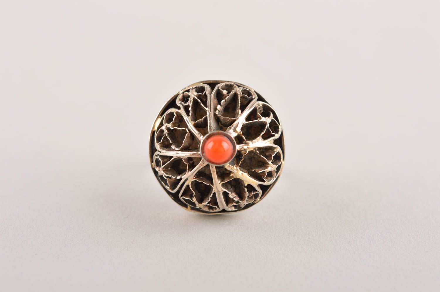 Кольцо ручной работы кольцо из мельхиора со смальтой металлическое украшение фото 3