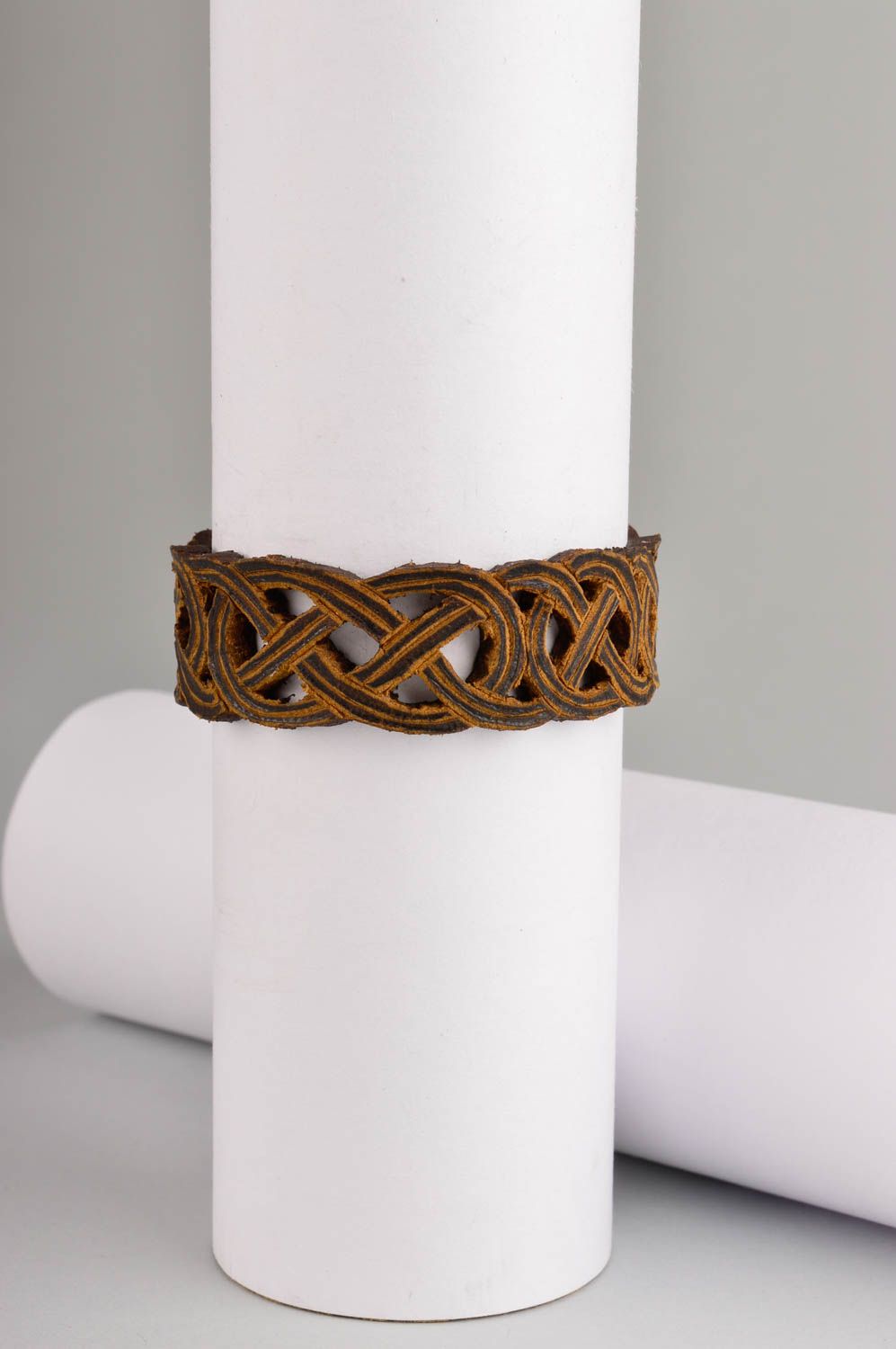 Handmade bracelet trendy jewels designer gift leather accessory wide bracelet photo 1