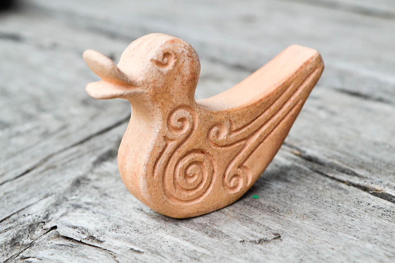 Silbato artesanal de arcilla pato regalo para niños instrumento de viento foto 1