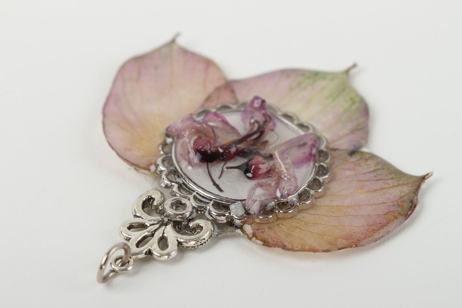 Handmade pendant epoxy pendant with flower pendant unusual pendant gift for her photo 3
