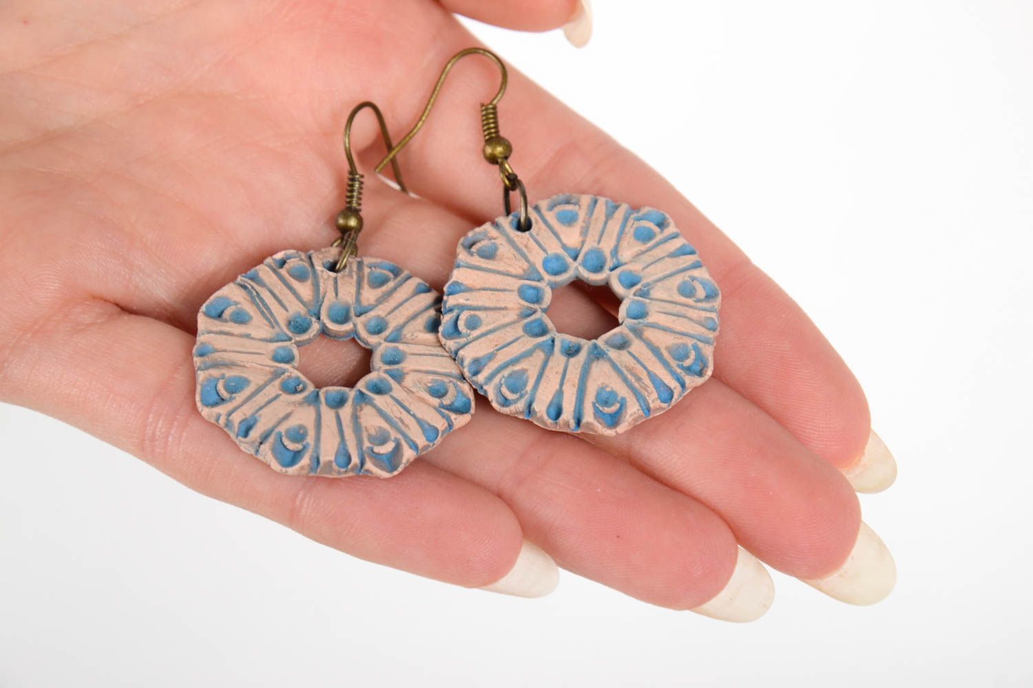 Handmade cute ceramic earrings beautiful designer earrings stylish jewelry photo 2