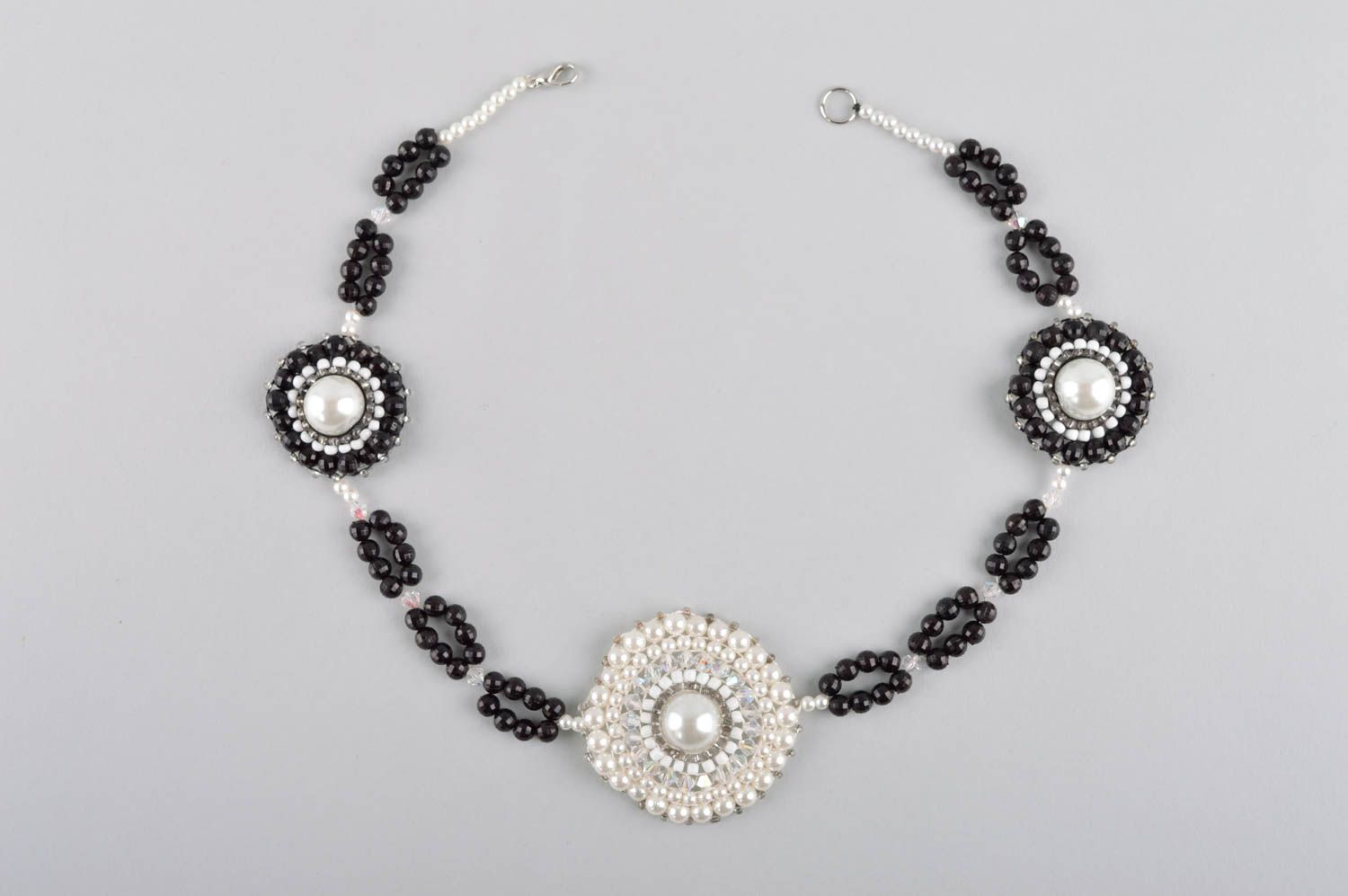 Collar hecho a mano de perlas color negro regalo original collar de moda foto 5